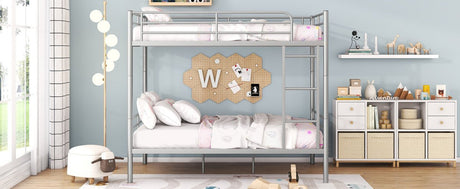 Full Over Full Iron Frame Silver Bunk Bed - Driftwood - Sleep Galleria