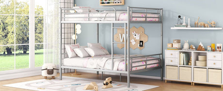 Full Over Full Iron Frame Silver Bunk Bed - Driftwood - Sleep Galleria