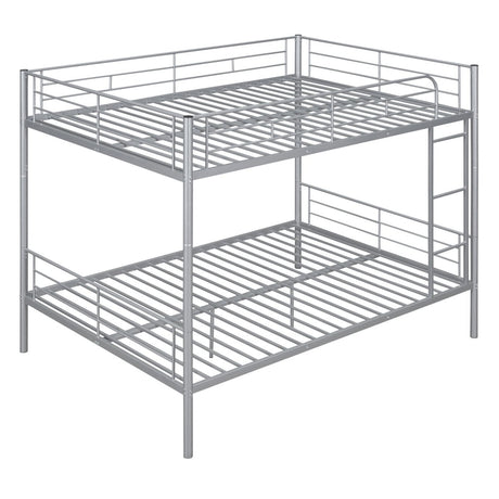 Full Over Full Iron Frame Silver Bunk Bed - Driftwood - Sleep Galleria