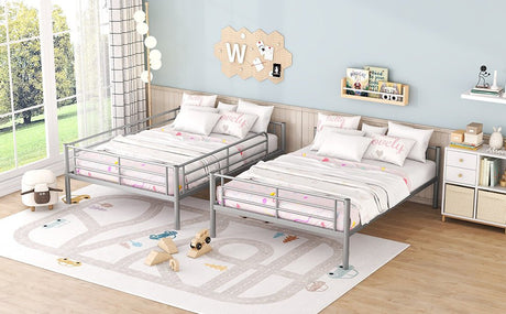 Full Over Full Iron Frame Silver Bunk Bed - Driftwood - Sleep Galleria