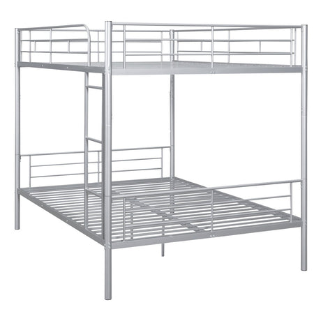 Full Over Full Iron Frame Silver Bunk Bed - Driftwood - Sleep Galleria