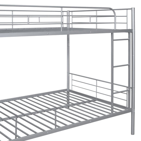 Full Over Full Iron Frame Silver Bunk Bed - Driftwood - Sleep Galleria