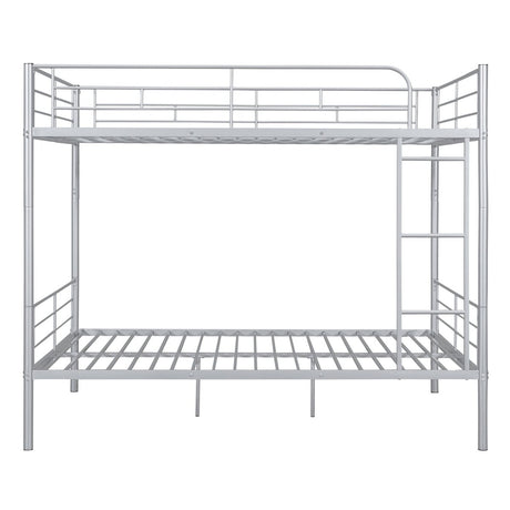 Full Over Full Iron Frame Silver Bunk Bed - Driftwood - Sleep Galleria