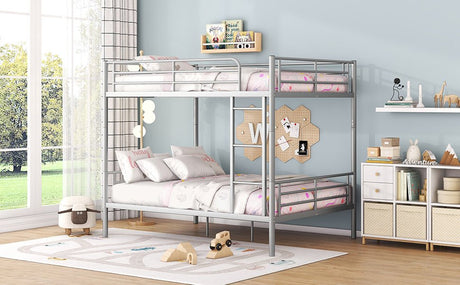 Full Over Full Iron Frame Silver Bunk Bed - Driftwood - Sleep Galleria