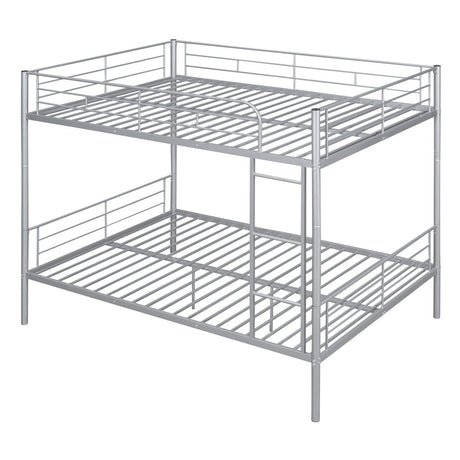 Full Over Full Iron Frame Silver Bunk Bed - Driftwood - Sleep Galleria