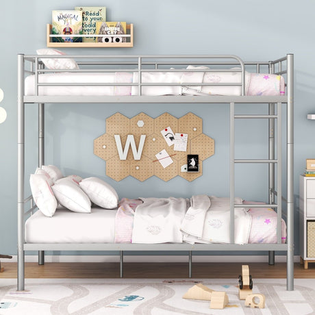 Full Over Full Iron Frame Silver Bunk Bed - Driftwood - Sleep Galleria