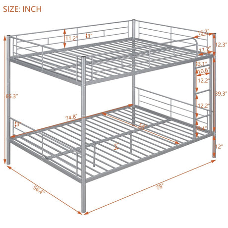 Full Over Full Iron Frame Silver Bunk Bed - Driftwood - Sleep Galleria