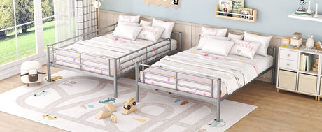 Full Over Full Iron Frame Silver Bunk Bed - Driftwood - Sleep Galleria