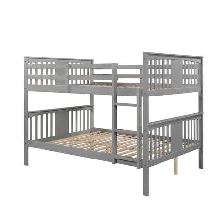 Full Over Full Solid Wood Bunk Bed Frame - Driftwood - Sleep Galleria