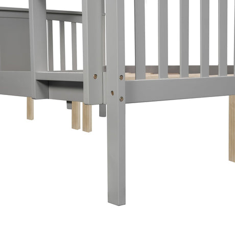 Full Over Full Solid Wood Bunk Bed Frame - Driftwood - Sleep Galleria