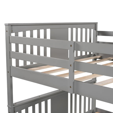 Full Over Full Solid Wood Bunk Bed Frame - Driftwood - Sleep Galleria