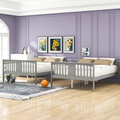 Full Over Full Solid Wood Bunk Bed Frame - Driftwood - Sleep Galleria