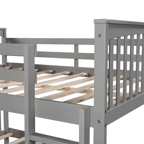 Full Over Full Solid Wood Bunk Bed Frame - Driftwood - Sleep Galleria