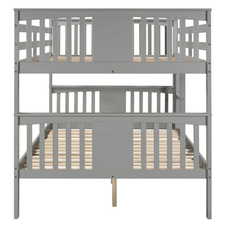 Full Over Full Solid Wood Bunk Bed Frame - Driftwood - Sleep Galleria