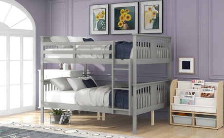 Full Over Full Solid Wood Bunk Bed Frame - Driftwood - Sleep Galleria