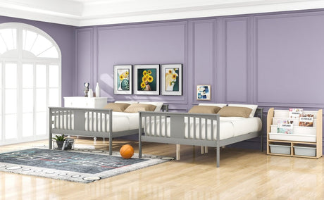 Full Over Full Solid Wood Bunk Bed Frame - Driftwood - Sleep Galleria