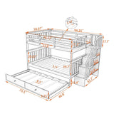 Full Over Full Solid Wood Bunk Bed With Trundle - Driftwood - Sleep Galleria