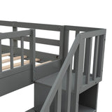 Full Over Full Solid Wood Bunk Bed With Trundle - Driftwood - Sleep Galleria