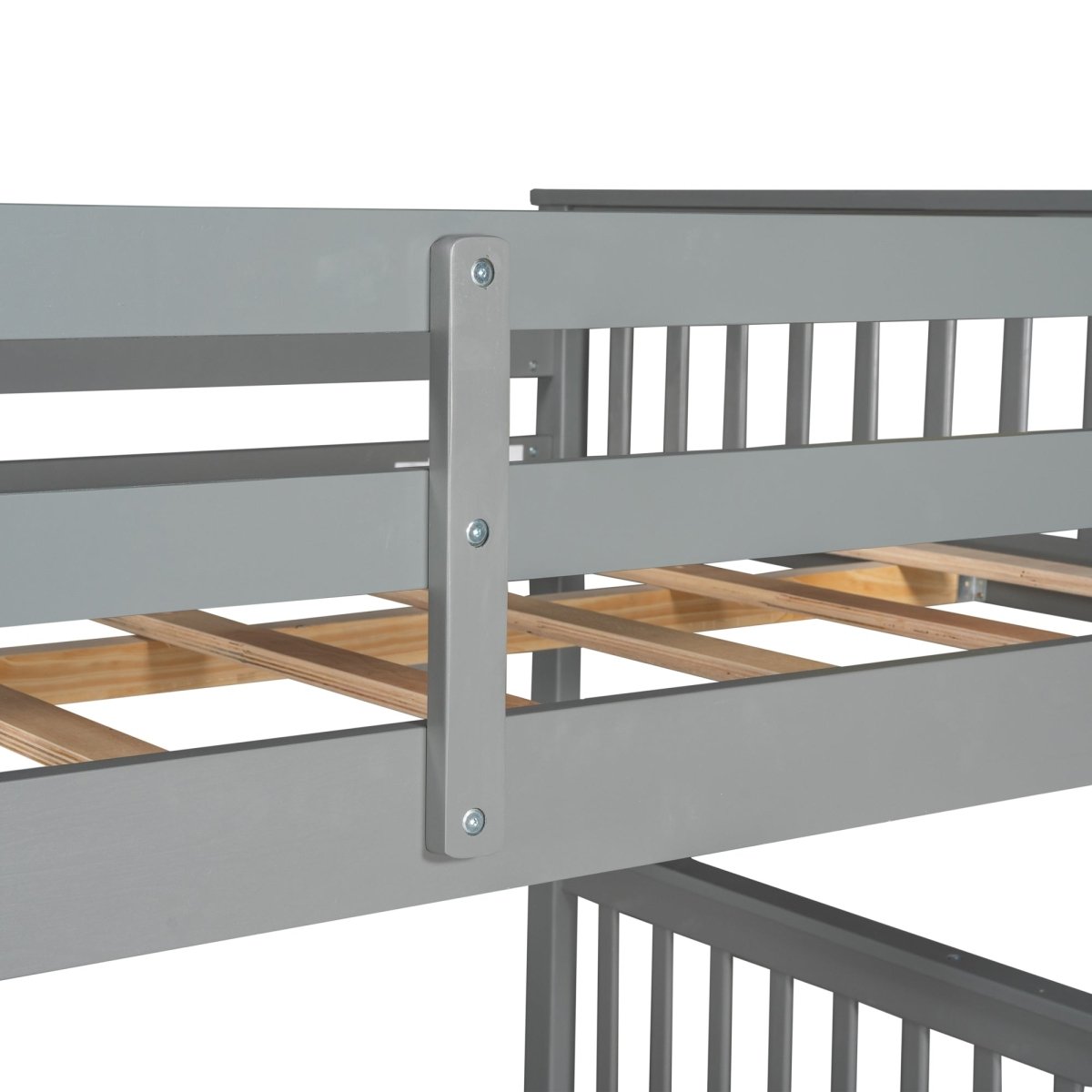 Full - Over - Full Solid Wood Gray Bunk Bed With Storage Drawers - Driftwood - Sleep Galleria