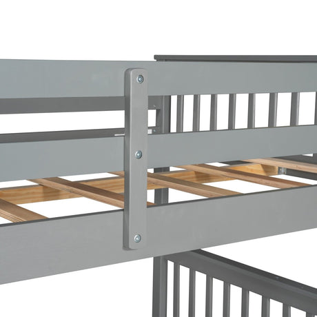Full - Over - Full Solid Wood Gray Bunk Bed With Storage Drawers - Driftwood - Sleep Galleria
