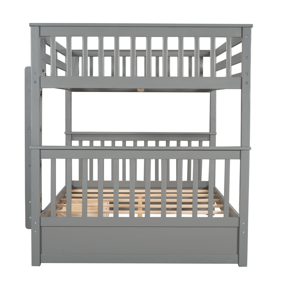 Full - Over - Full Solid Wood Gray Bunk Bed With Storage Drawers - Driftwood - Sleep Galleria