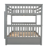 Full - Over - Full Solid Wood Gray Bunk Bed With Storage Drawers - Driftwood - Sleep Galleria
