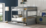 Full - Over - Full Solid Wood Gray Bunk Bed With Storage Drawers - Driftwood - Sleep Galleria