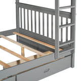 Full - Over - Full Solid Wood Gray Bunk Bed With Storage Drawers - Driftwood - Sleep Galleria