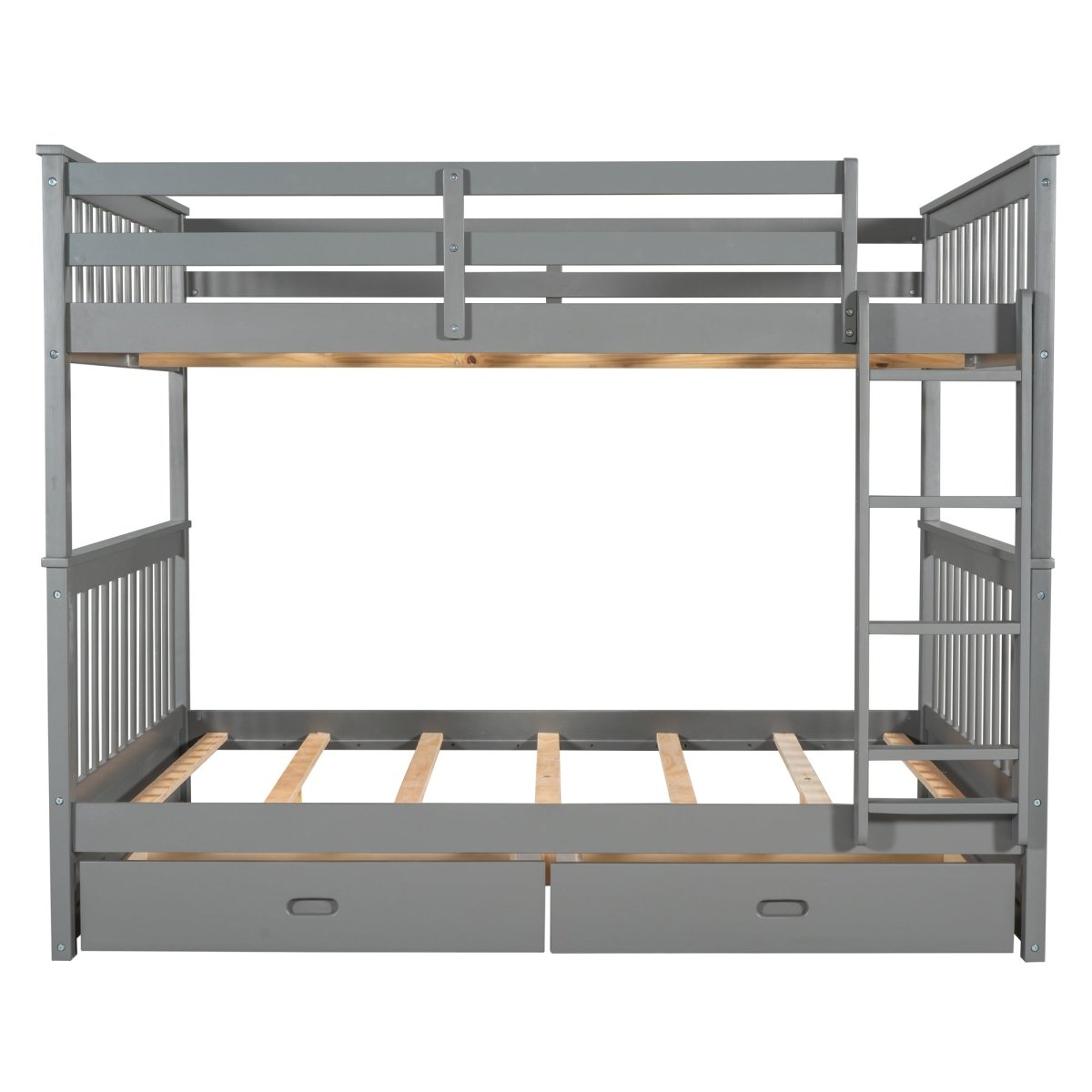 Full - Over - Full Solid Wood Gray Bunk Bed With Storage Drawers - Driftwood - Sleep Galleria