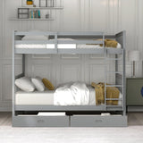 Full - Over - Full Solid Wood Gray Bunk Bed With Storage Drawers - Driftwood - Sleep Galleria