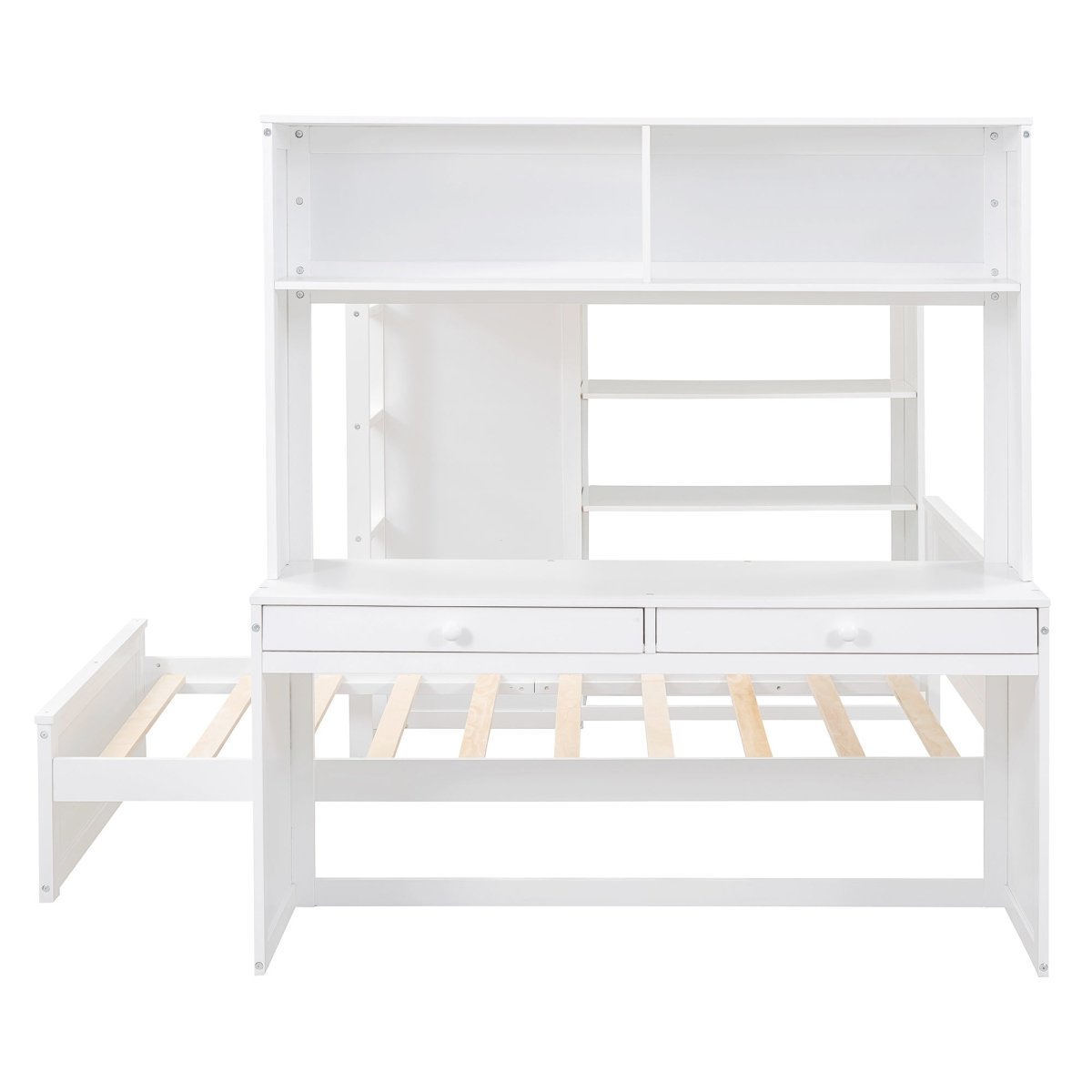 Full Over Twin Solid Wood Loft Bed With Desk - Driftwood - Sleep Galleria