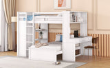 Full Over Twin Solid Wood Loft Bed With Desk - Driftwood - Sleep Galleria