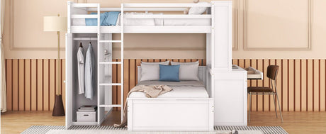 Full Over Twin Solid Wood Loft Bed With Desk - Driftwood - Sleep Galleria