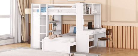 Full Over Twin Solid Wood Loft Bed With Desk - Driftwood - Sleep Galleria