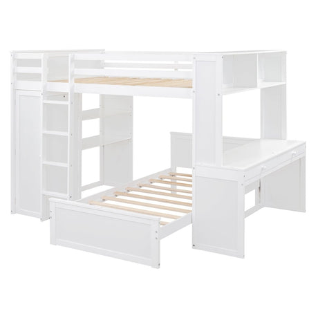 Full Over Twin Solid Wood Loft Bed With Desk - Driftwood - Sleep Galleria