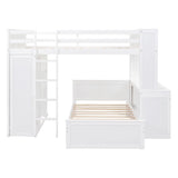 Full Over Twin Solid Wood Loft Bed With Desk - Driftwood - Sleep Galleria