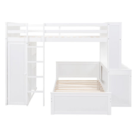 Full Over Twin Solid Wood Loft Bed With Desk - Driftwood - Sleep Galleria