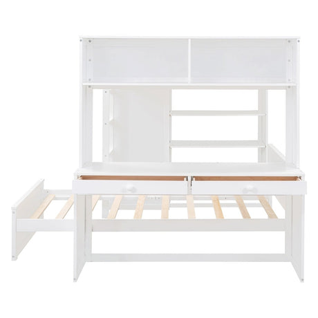 Full Over Twin Solid Wood Loft Bed With Desk - Driftwood - Sleep Galleria