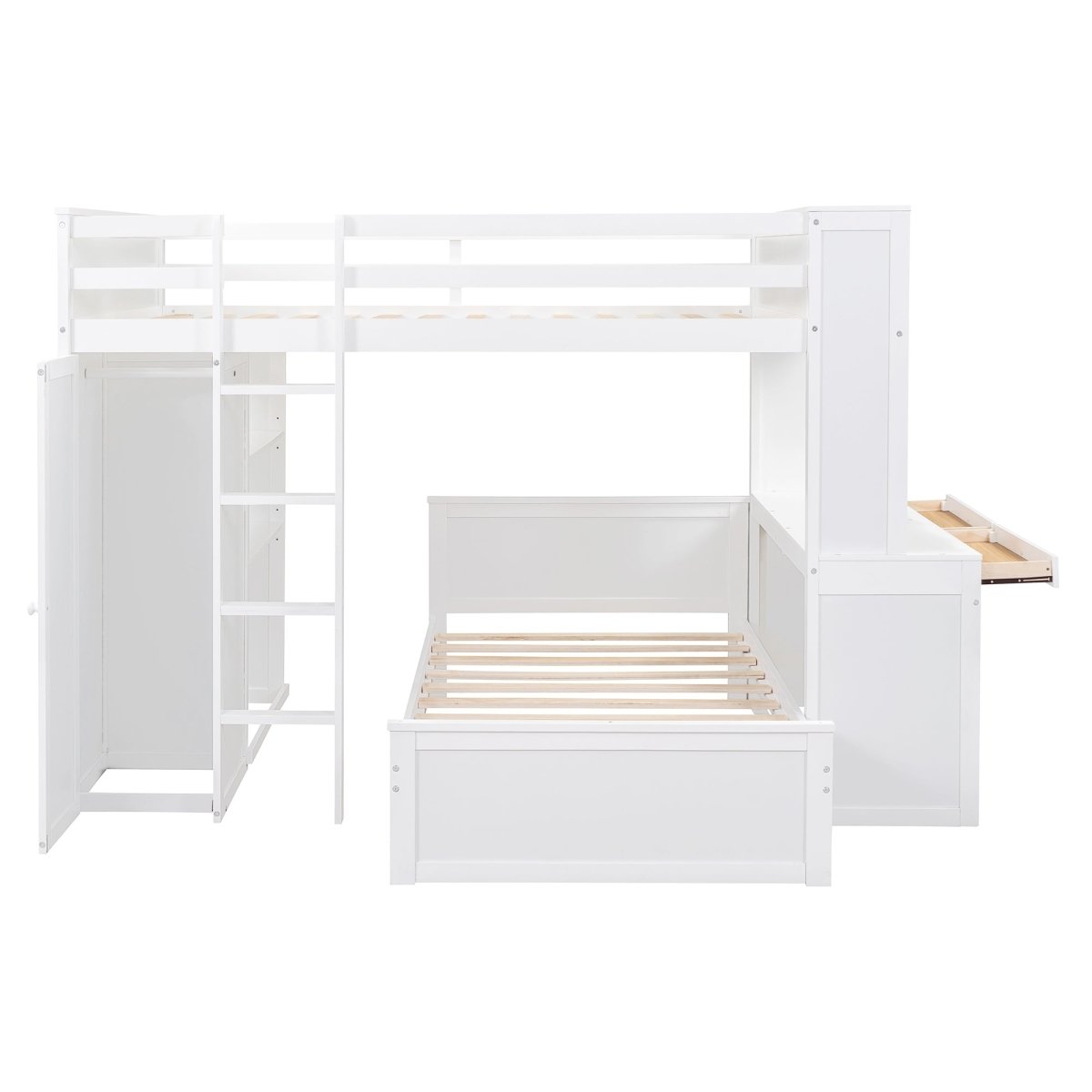 Full Over Twin Solid Wood Loft Bed With Desk - Driftwood - Sleep Galleria