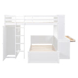 Full Over Twin Solid Wood Loft Bed With Desk - Driftwood - Sleep Galleria