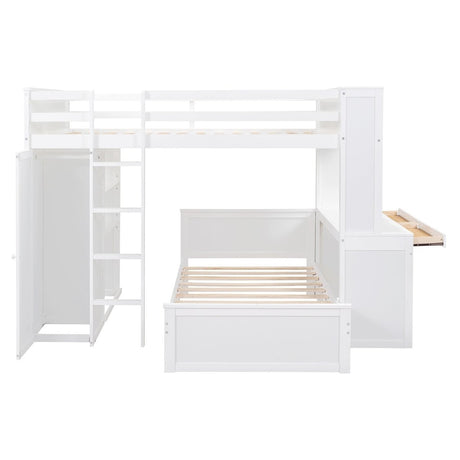 Full Over Twin Solid Wood Loft Bed With Desk - Driftwood - Sleep Galleria