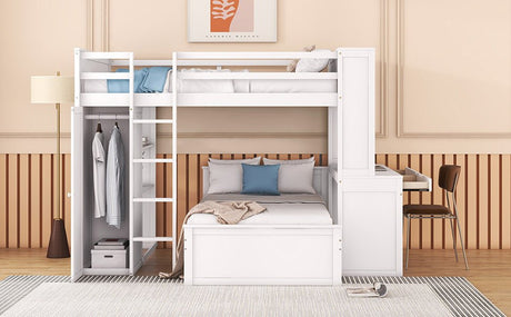 Full Over Twin Solid Wood Loft Bed With Desk - Driftwood - Sleep Galleria