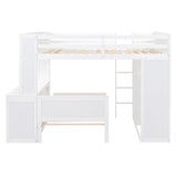 Full Over Twin Solid Wood Loft Bed With Desk - Driftwood - Sleep Galleria