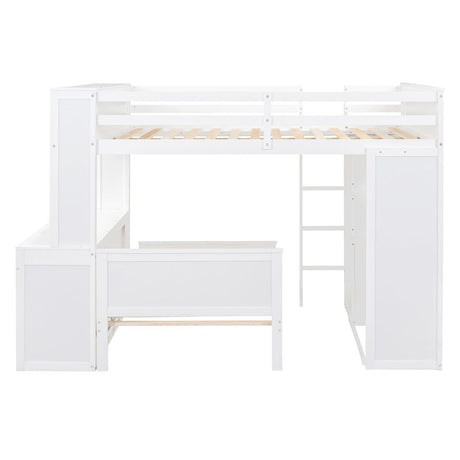 Full Over Twin Solid Wood Loft Bed With Desk - Driftwood - Sleep Galleria