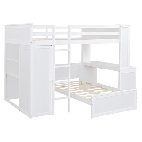 Full Over Twin Solid Wood Loft Bed With Desk - Driftwood - Sleep Galleria