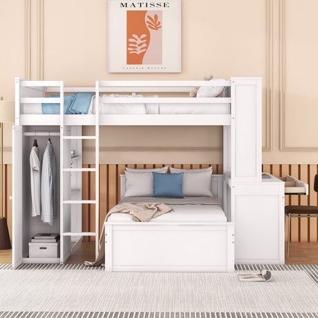 Full Over Twin Solid Wood Loft Bed With Desk - Driftwood - Sleep Galleria