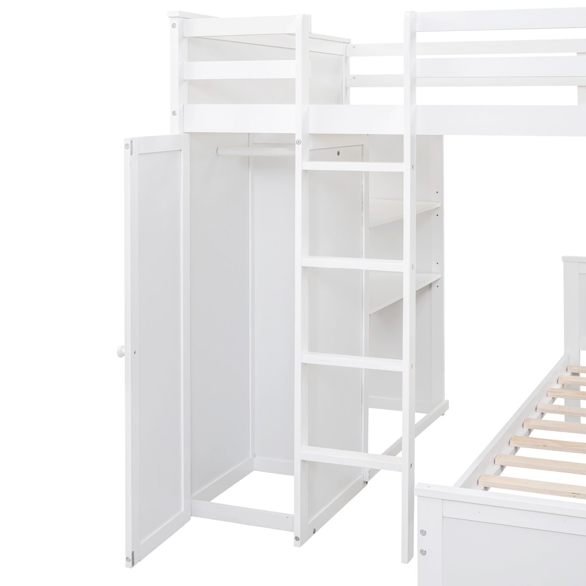 Full Over Twin Solid Wood Loft Bed With Desk - Driftwood - Sleep Galleria