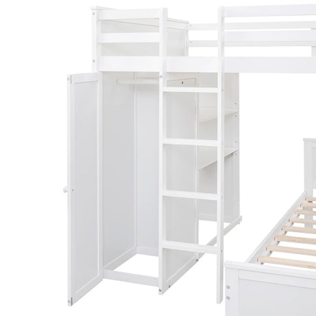 Full Over Twin Solid Wood Loft Bed With Desk - Driftwood - Sleep Galleria