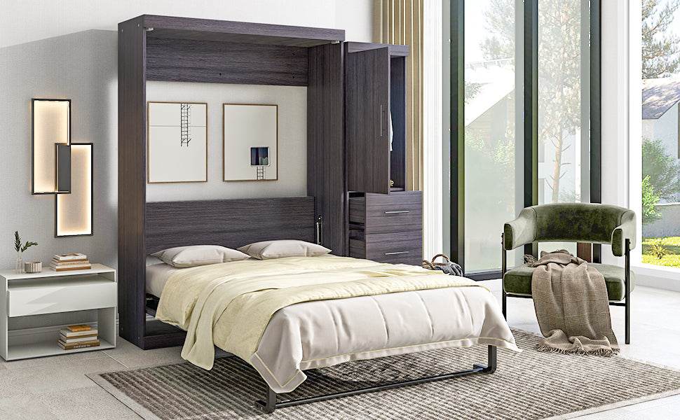 Full Size Folding Murphy Bed With Wardrobe Drawers - Sleep Galleria