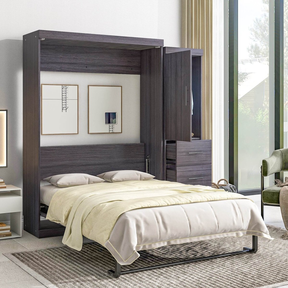 Full Size Folding Murphy Bed With Wardrobe Drawers - Sleep Galleria